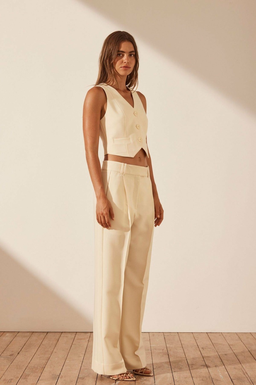 Clothing Shona Joy | Irena Low Rise Slouch Pant - Rice