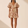 Clothing Shona Joy | Mouillage Linen Short Sleeve Cut Out Mini Dress