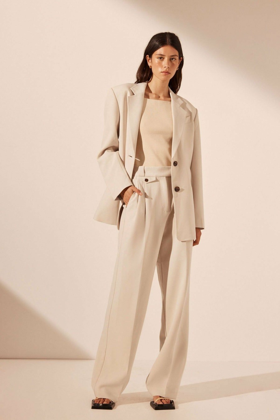 Clothing Shona Joy | Irena Oversized Tailored Blazer - Bone