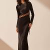 Clothing Shona Joy | Arienzo Asymmetrical Lace Up Maxi Dress - Black