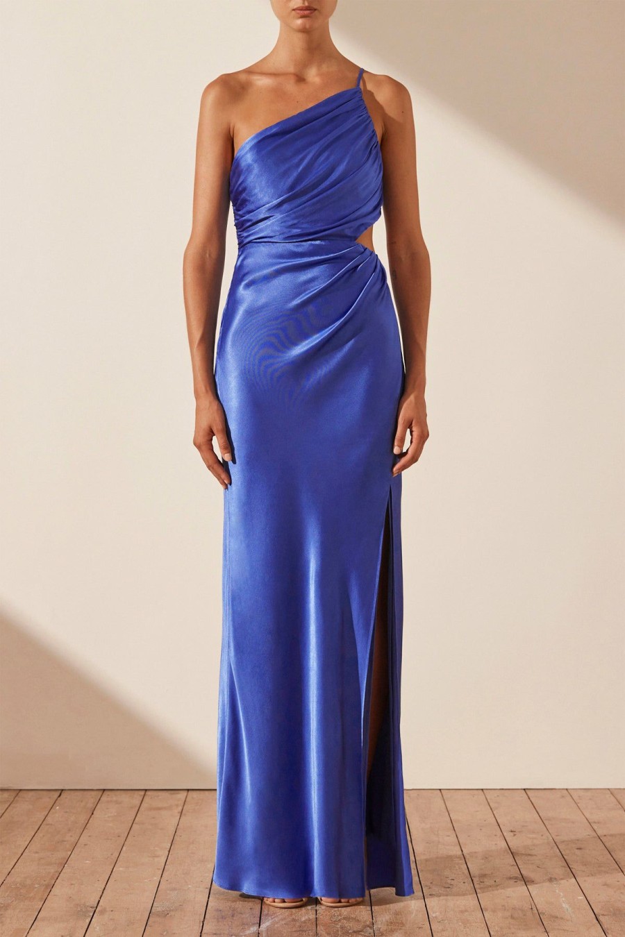 Clothing Shona Joy | Oliviera Asymmetrical Gathered Maxi Dress - Strong Blue