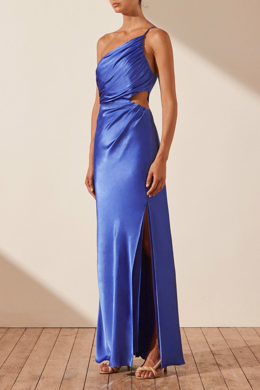 Clothing Shona Joy | Oliviera Asymmetrical Gathered Maxi Dress - Strong Blue