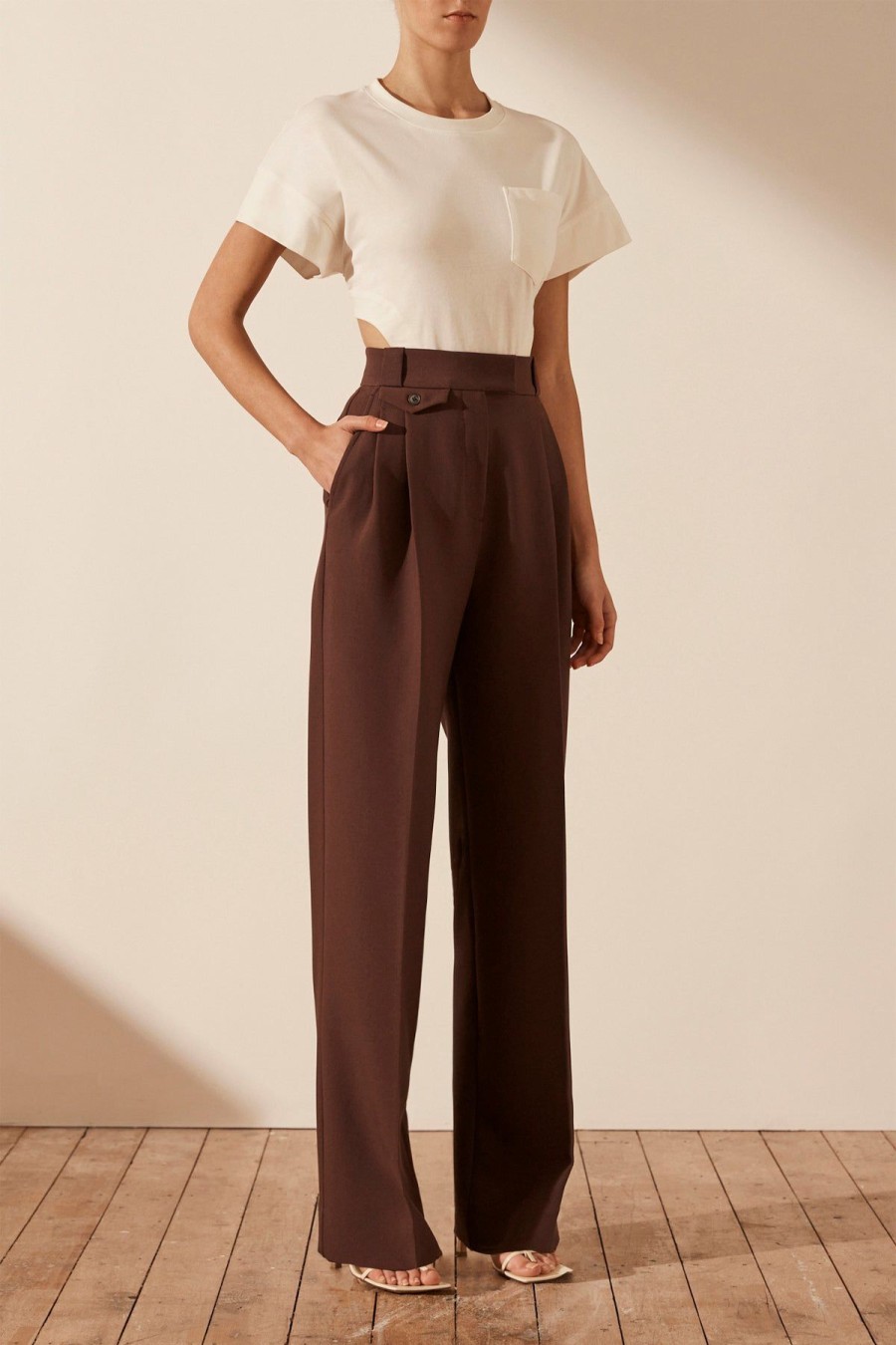 Clothing Shona Joy | Irena High Waisted Tailored Pant - Cocoa