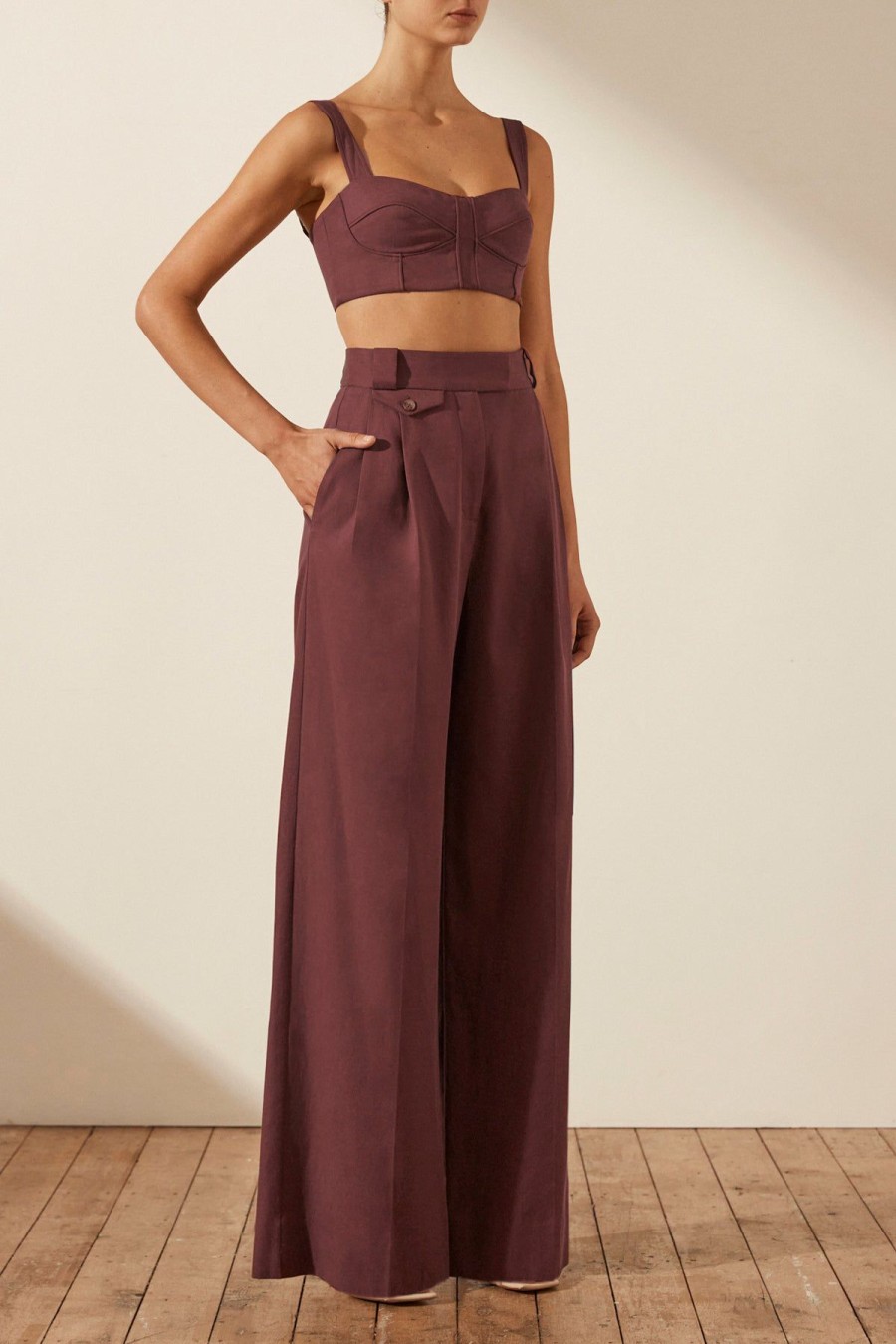 Clothing Shona Joy | Sara Corded Bustier - Deep Wine