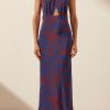 Clothing Shona Joy | Vida Silk Cross Front Halter Bias Midi Dress