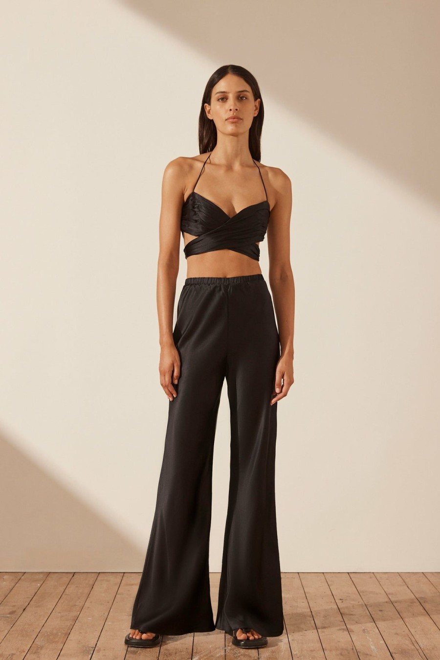 Clothing Shona Joy | Mezzanotte Silk Bias Cut Pant - Black