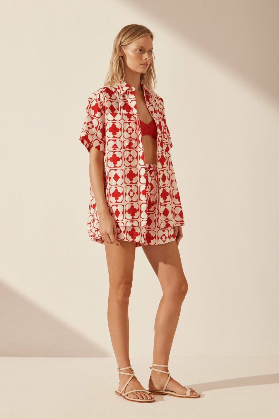 Swim Shona Joy | Palmier Linen Short Sleeve Relaxed Shirt