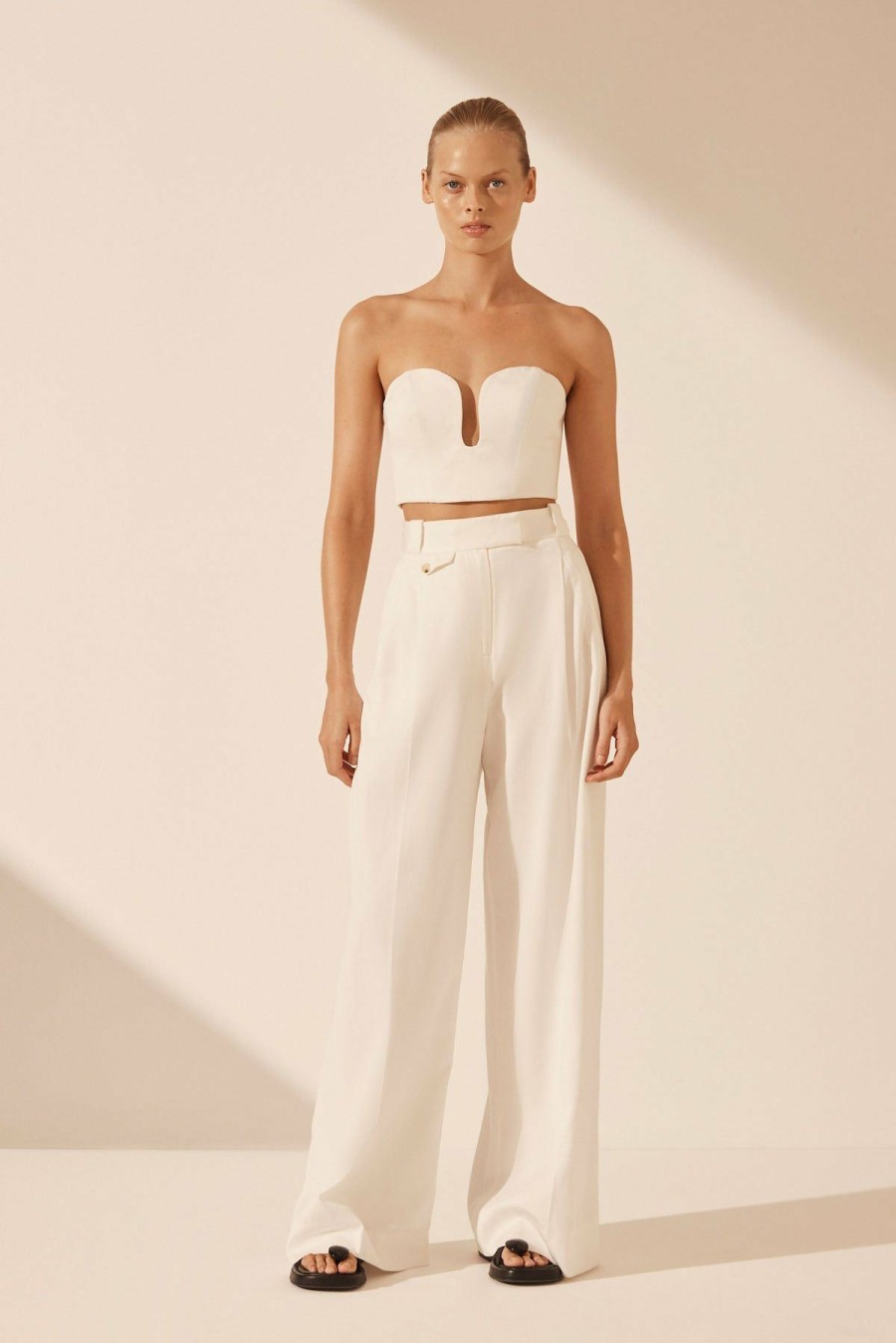 Clothing Shona Joy | Sara Tailored Wide Leg Pant - Coconut