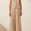 Clothing Shona Joy | Amanda Linen Oversized Tailored Vest - Sand