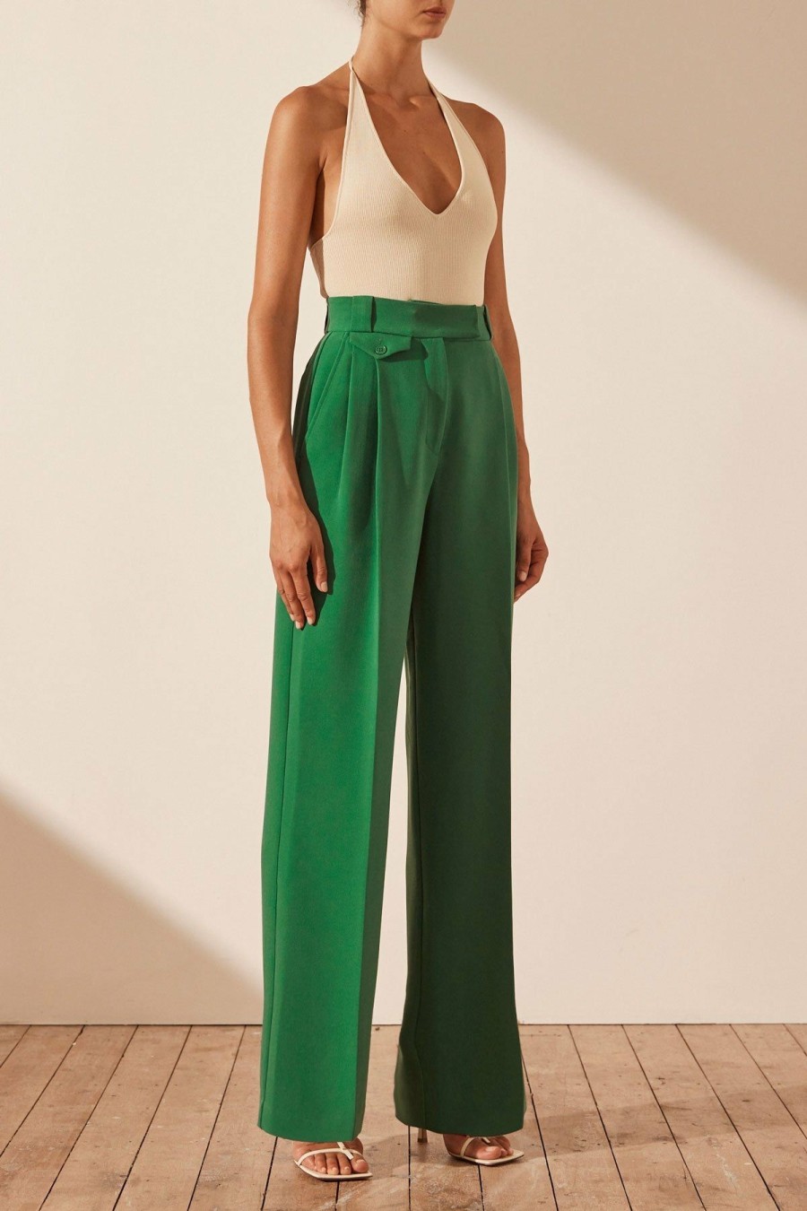 Clothing Shona Joy | Irena High Waisted Tailored Pant - Tree Green