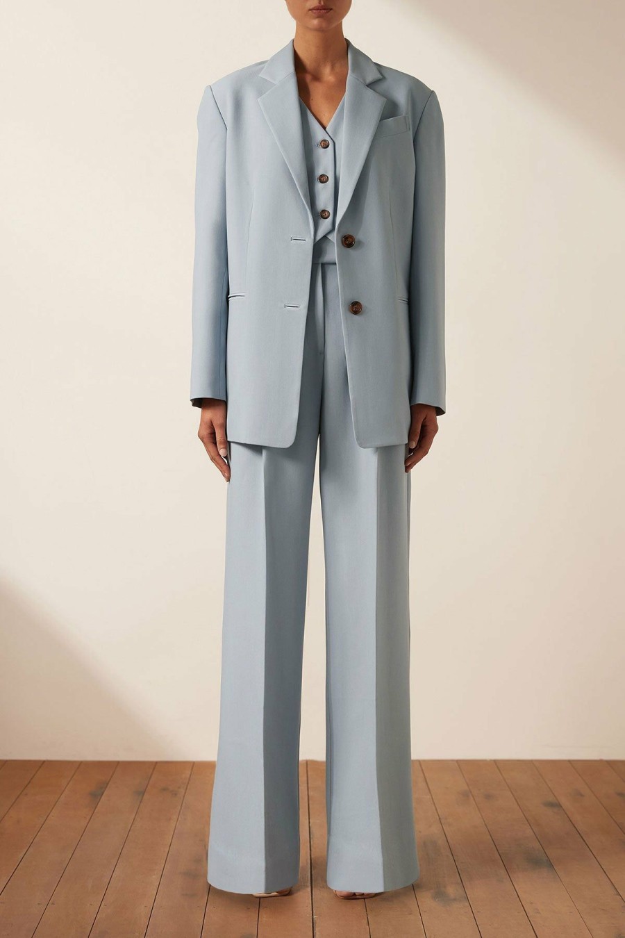 Clothing Shona Joy | Irena Oversized Tailored Blazer - Chalk Blue