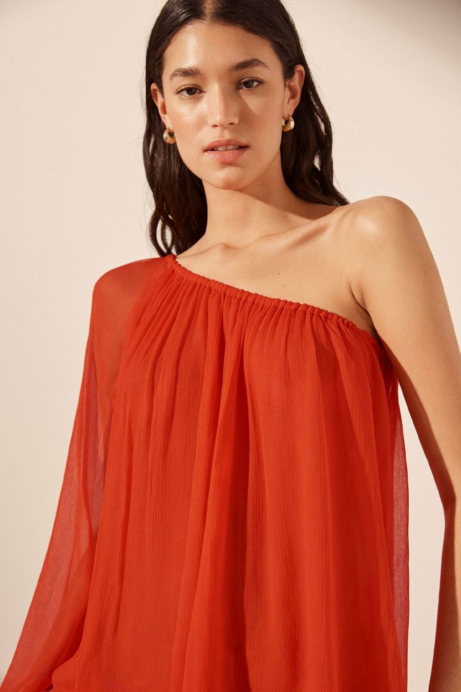 Clothing Shona Joy | Maya One Shoulder Blouse - Hibiscus