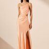 Clothing Shona Joy | La Lune Asymmetrical Gathered Maxi Dress - Peach