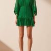 Clothing Shona Joy | Malina Ruched Panelled Mini Dress - Tree Green