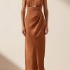 Clothing Shona Joy | Luxe Gathered Halter Midi Dress - Mocha