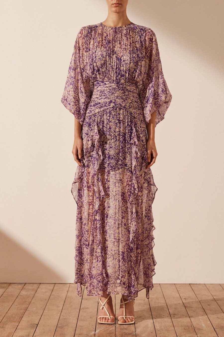 Clothing Shona Joy | Aurier Round Neck Balloon Sleeve Maxi Dress