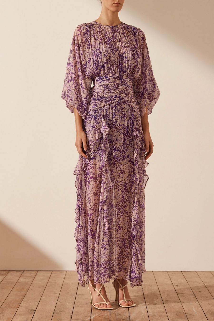 Clothing Shona Joy | Aurier Round Neck Balloon Sleeve Maxi Dress