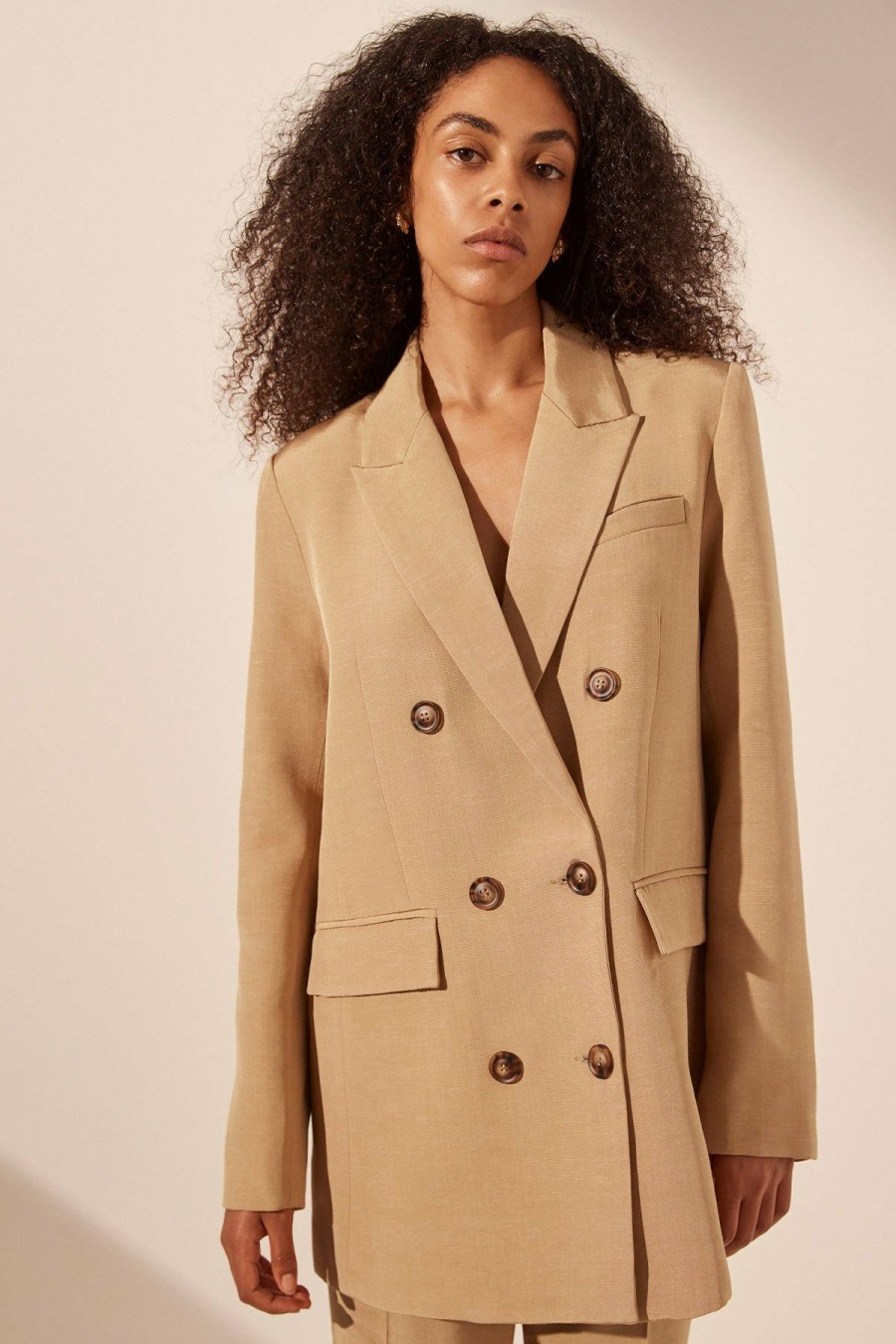 Clothing Shona Joy | Vento Peak Lapel Blazer - Sand