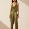 Clothing Shona Joy | Arienzo Halter Tie Back Cami - Green Olive