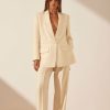 Clothing Shona Joy | Irena Drop Lapel Side Split Blazer - Rice