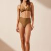 Swim Shona Joy | Daiquiri High Waisted Ruched Bottom - Martini Olive