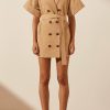 Clothing Shona Joy | Akua Short Sleeve Blazer Dress - Raffia