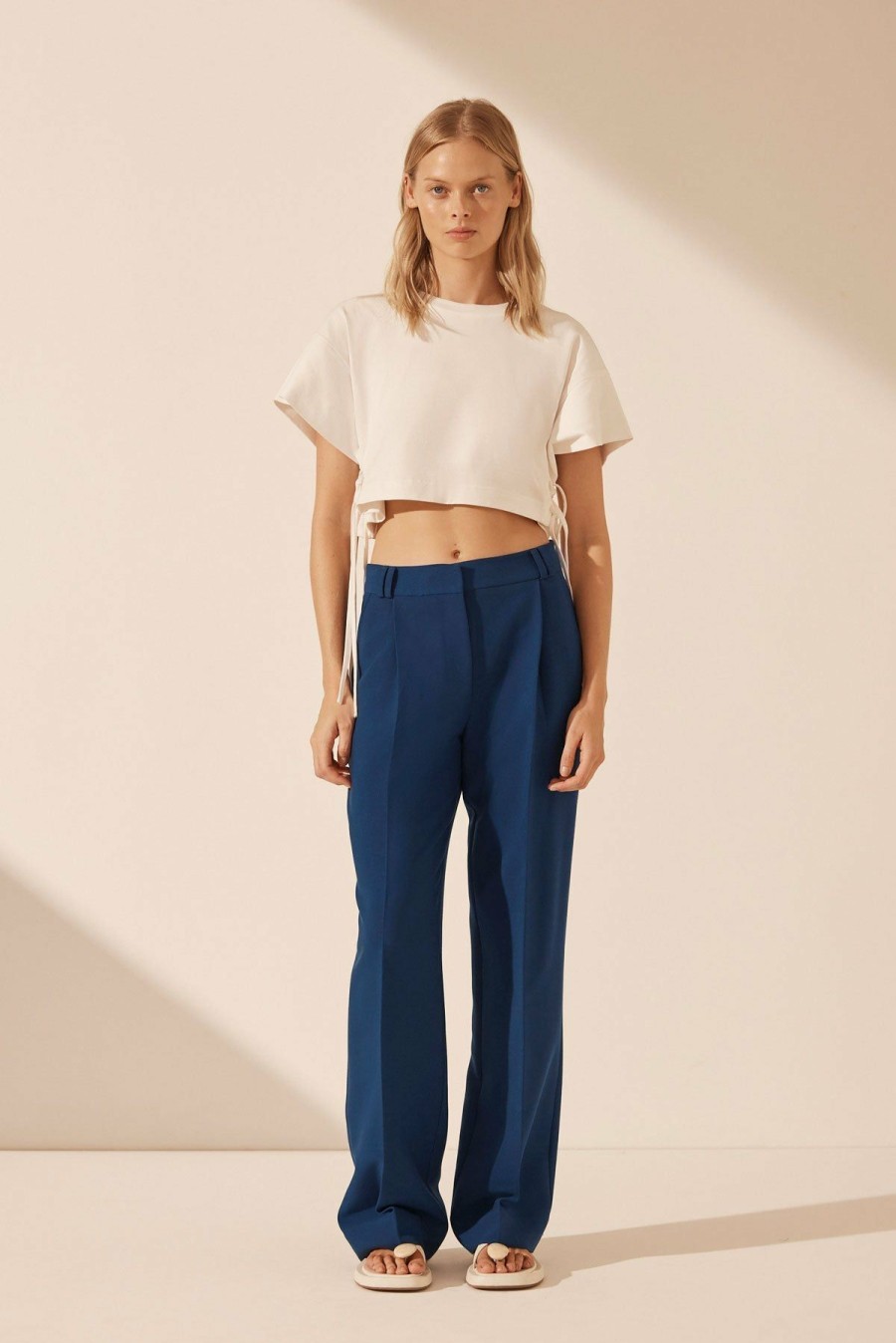 Clothing Shona Joy | Alda Double Tie Boxy T Shirt - Coconut