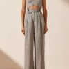 Clothing Shona Joy | Amanda Linen High Waisted Tailored Pant - Ash