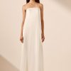 Clothing Shona Joy | La Lune Cumulus Silk Strapless Lace Column Maxi Dress - Ivory