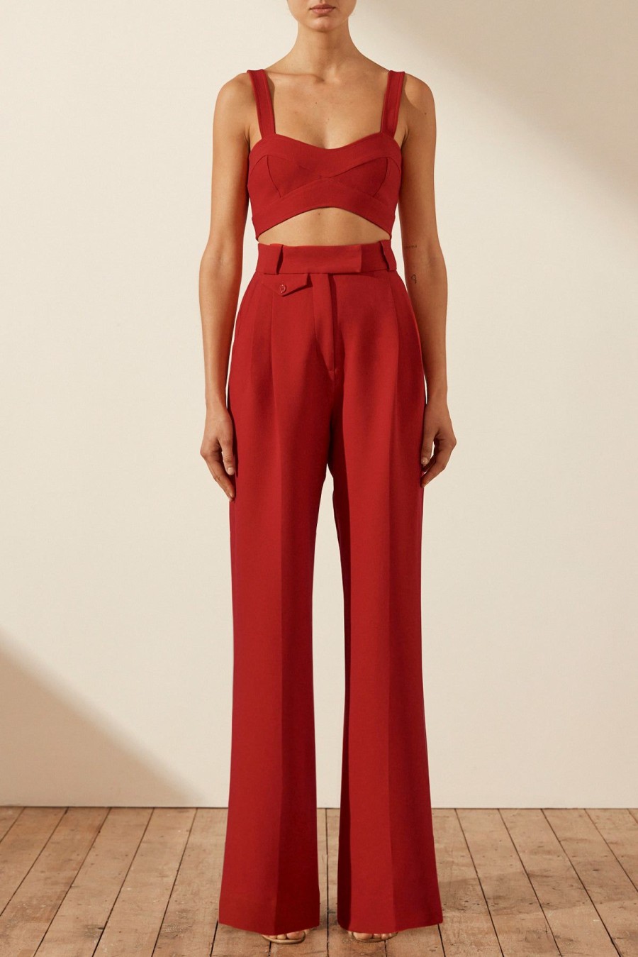 Clothing Shona Joy | Irena High Waisted Tailored Pant - Roma Red