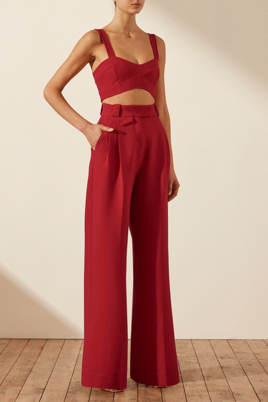 Clothing Shona Joy | Irena High Waisted Tailored Pant - Roma Red