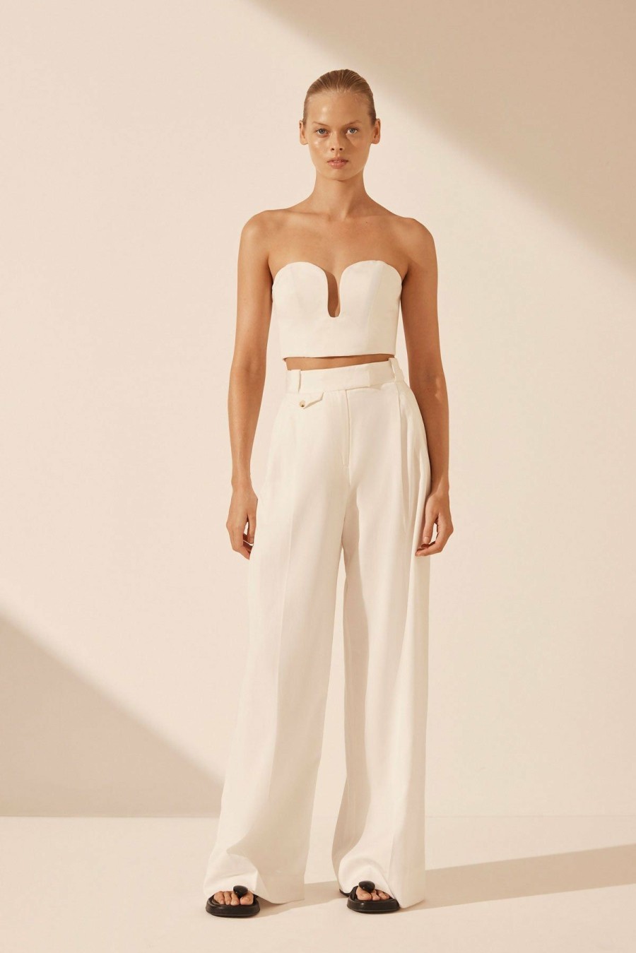 Clothing Shona Joy | Sara Tailored Wide Leg Pant - Coconut