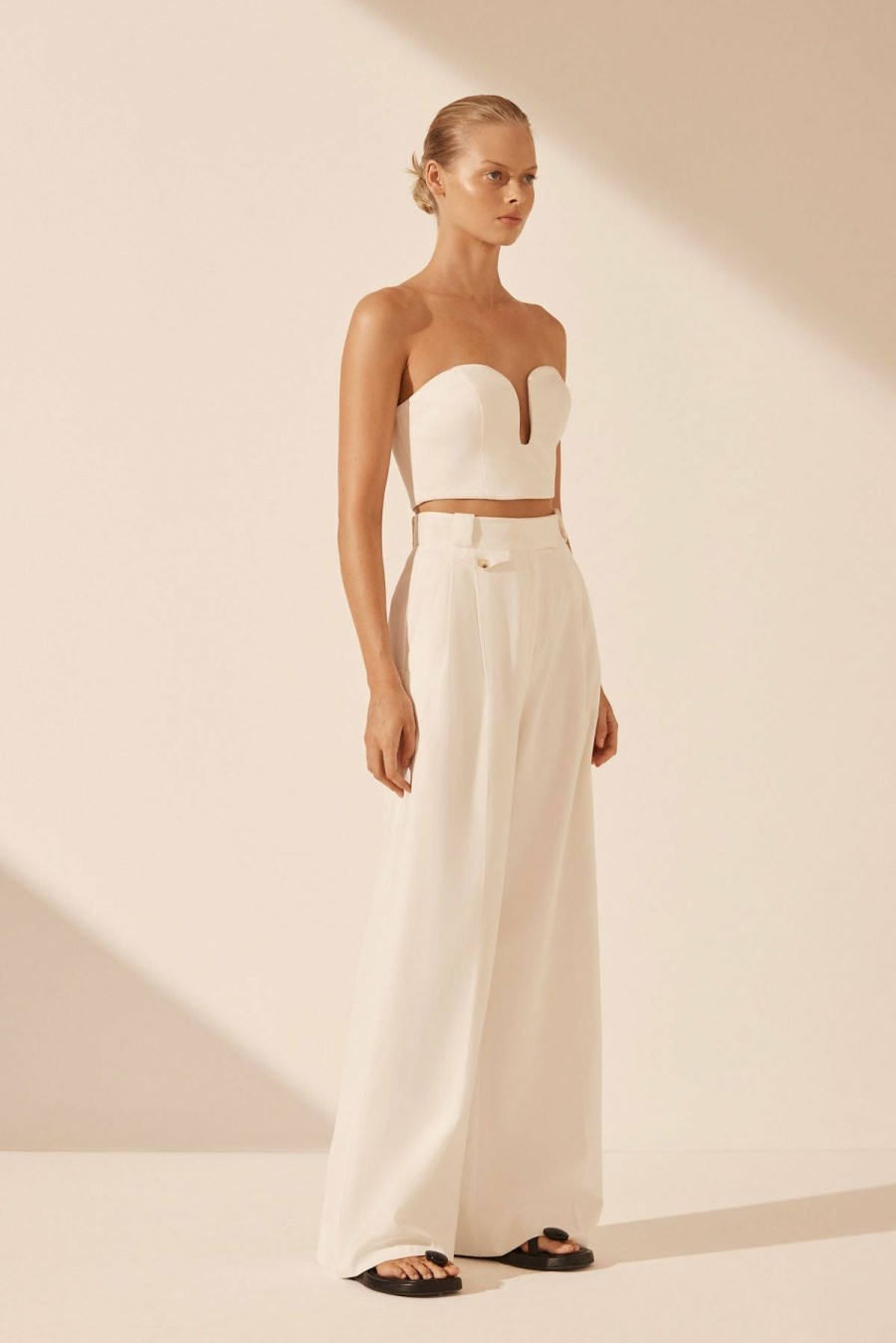 Clothing Shona Joy | Sara Tailored Wide Leg Pant - Coconut