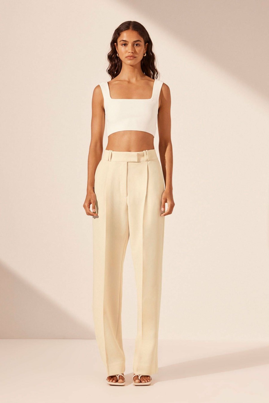 Clothing Shona Joy | Basic Square Neck Crop Top - Ivory