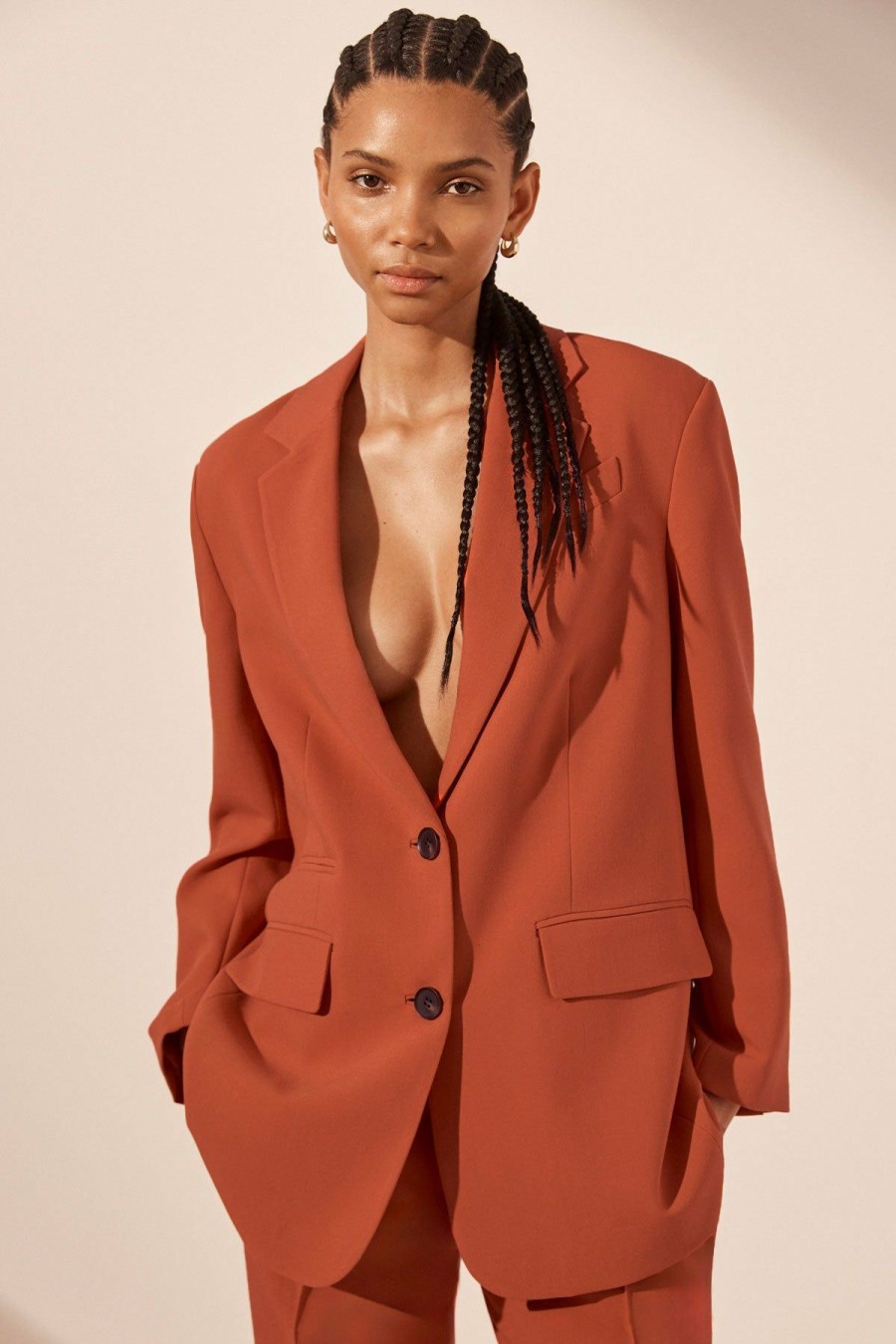 Clothing Shona Joy | Irena Oversized Blazer - Brick Orange