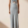 Clothing Shona Joy | Luxe Twist Front Sleeveless Midi Dress - Azure