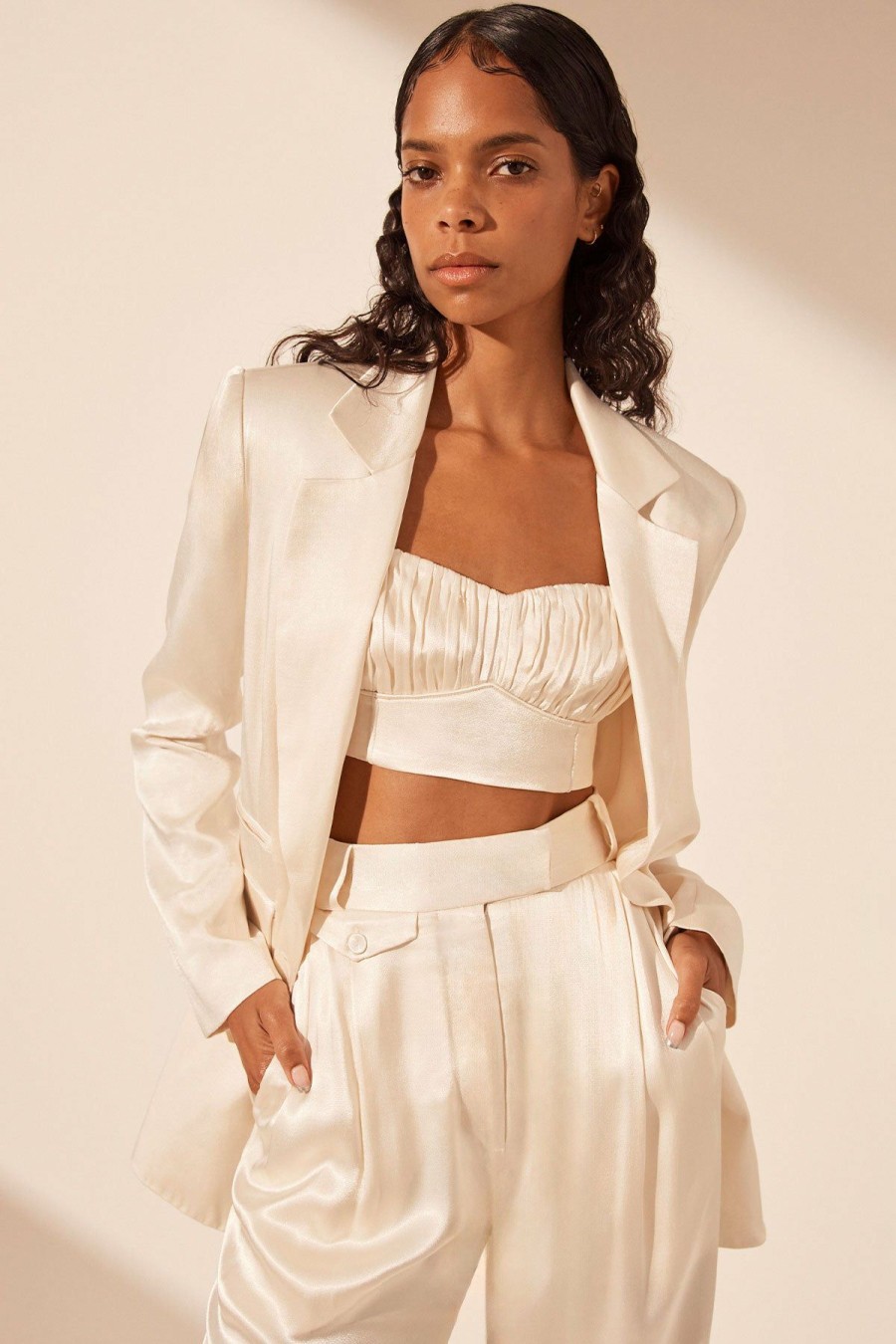 Clothing Shona Joy | La Lune Single Breasted Blazer - Cream