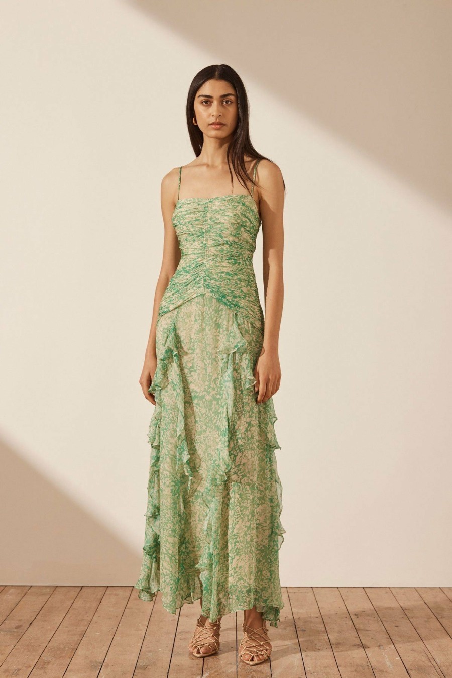 Clothing Shona Joy | Belvedere Ruched Frill Maxi Dress