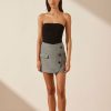 Clothing Shona Joy | Birilla Linen Asymmetrical Button Mini Skirt - Ash