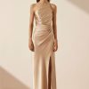 Clothing Shona Joy | La Lune Asymmetrical Gathered Maxi Dress - Gold