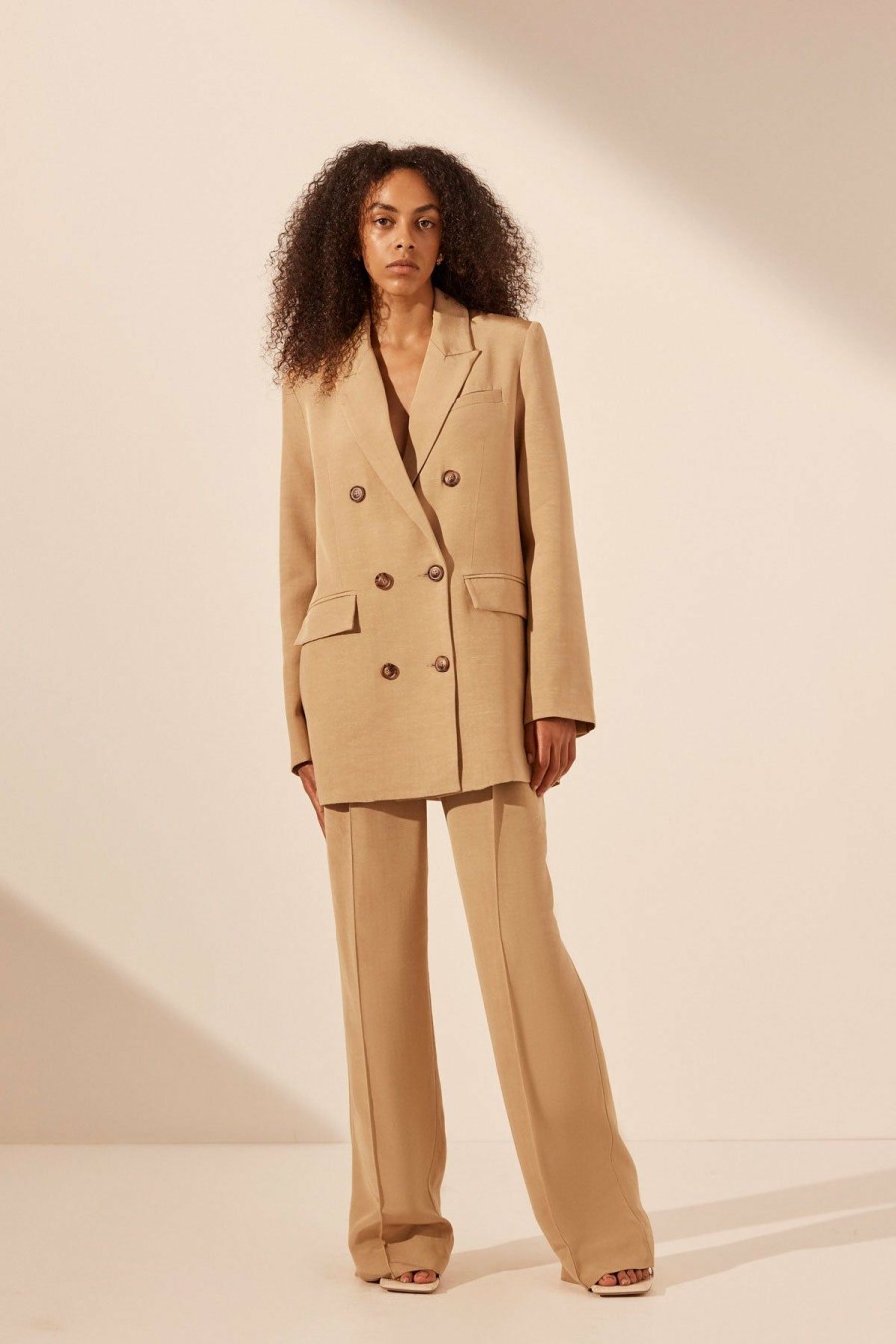 Clothing Shona Joy | Vento Peak Lapel Blazer - Sand