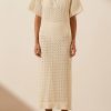 Clothing Shona Joy | Mikala Crochet Polo Midi Dress - Coconut