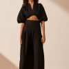 Clothing Shona Joy | Mare Linen Deconstructed Midi Dress - Black