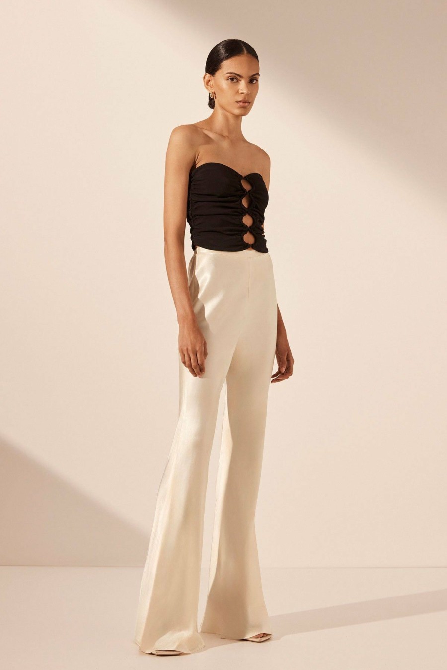 Clothing Shona Joy | Camille Bias Cut Flared Pant - Cream