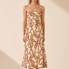 Clothing Shona Joy | Mouillage Linen Strapless Cut Out A Line Midi Dress