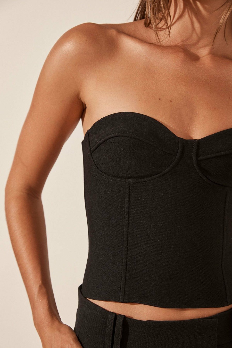 Clothing Shona Joy | Irena Strapless Corded Bustier - Black