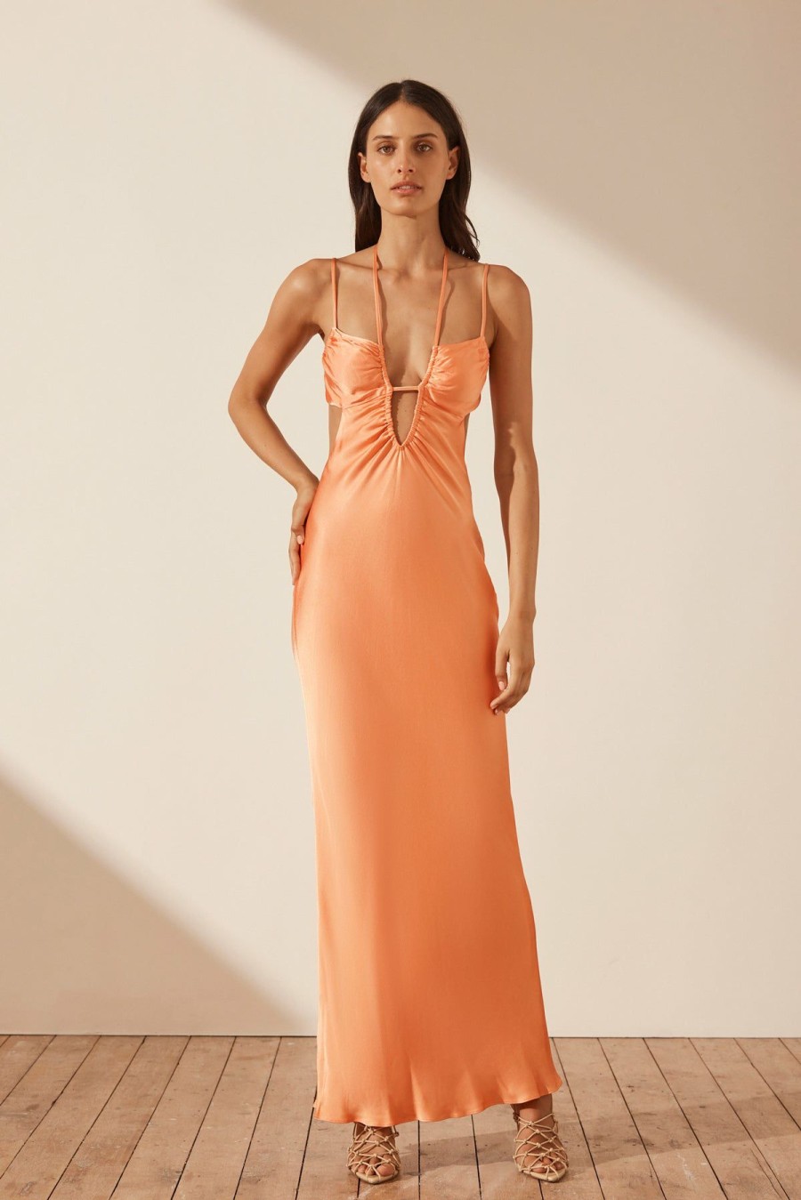 Clothing Shona Joy | Arienzo Cut Out Open Back Maxi Dress - Grapefruit