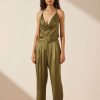 Clothing Shona Joy | Arienzo Halter Tie Back Cami - Green Olive