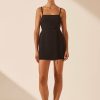 Clothing Shona Joy | Vento Open Back Knotted Strap Mini Dress - Black