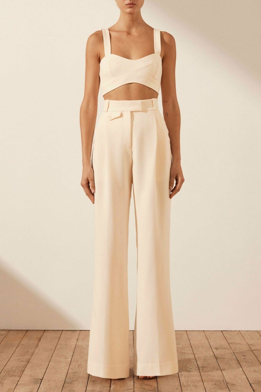 Clothing Shona Joy | Irena High Waisted Tailored Pant - Ivory